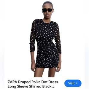 Zara Black and White Sheath Dress with Cuffed Long Sleeves